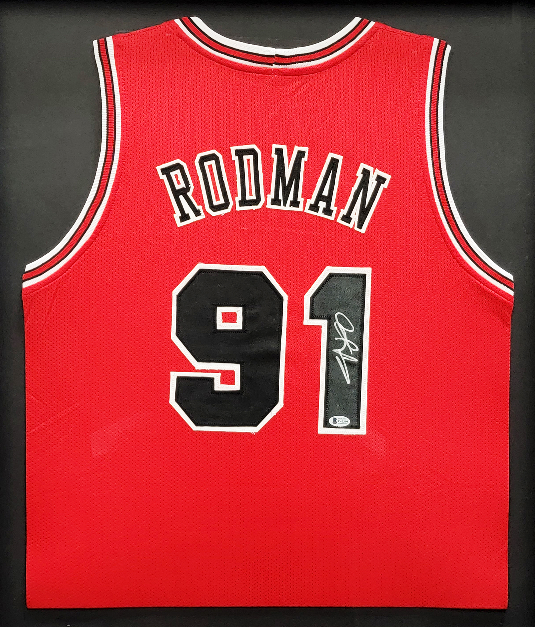 Dennis Rodman Autographed and Framed Chicago Bulls Jersey